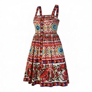 LUXE by Stylekeepers Red Floral Tile Fit Flare Sundress